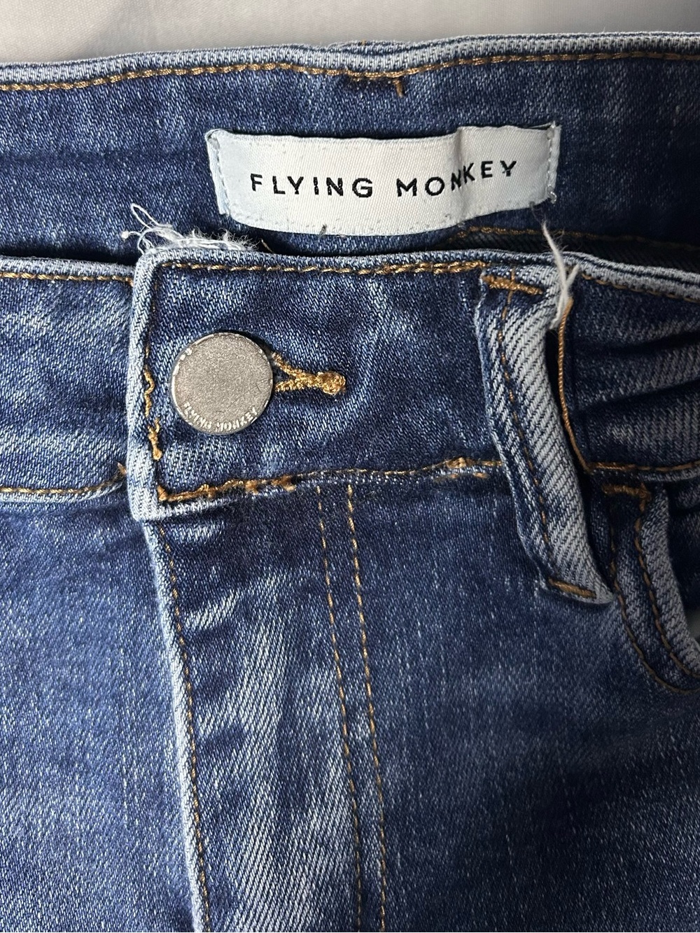Flying Monkey Indigo Distressed High Rise Super Flare Jeans - Picture 2 of 7